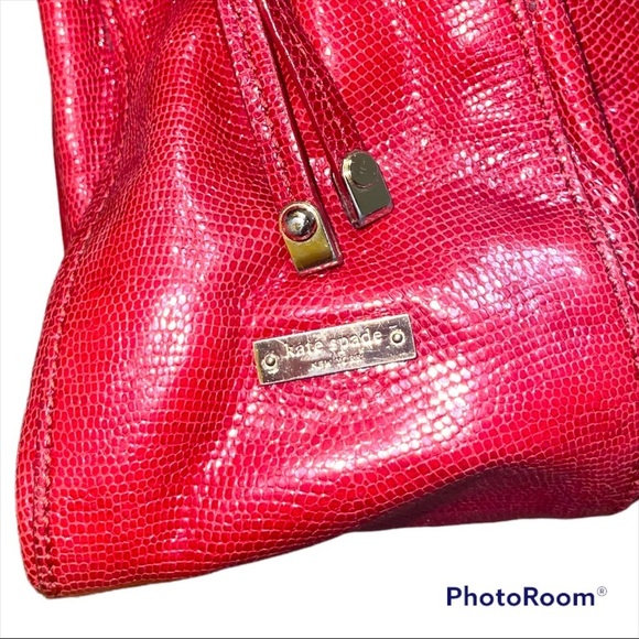 Kate Spade Madison Ave Revelry Plie Drawstring Bag Red - Picture 5 of 7